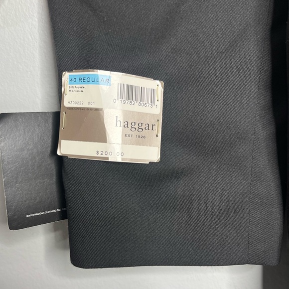 Haggar Mens Two Piece Black Suit Set - Jacket & Pants NWT C1 - Picture 5 of 12